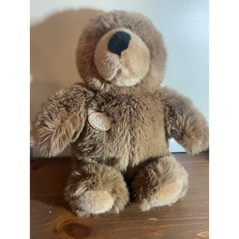 Vintage 1988 Gund Brown Teddy Bear Plush Shaggy Stuffed Animal Medallion